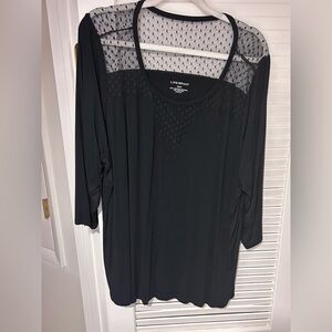 Lane Bryant Black Sheer  3/4 Sleeve Shirt